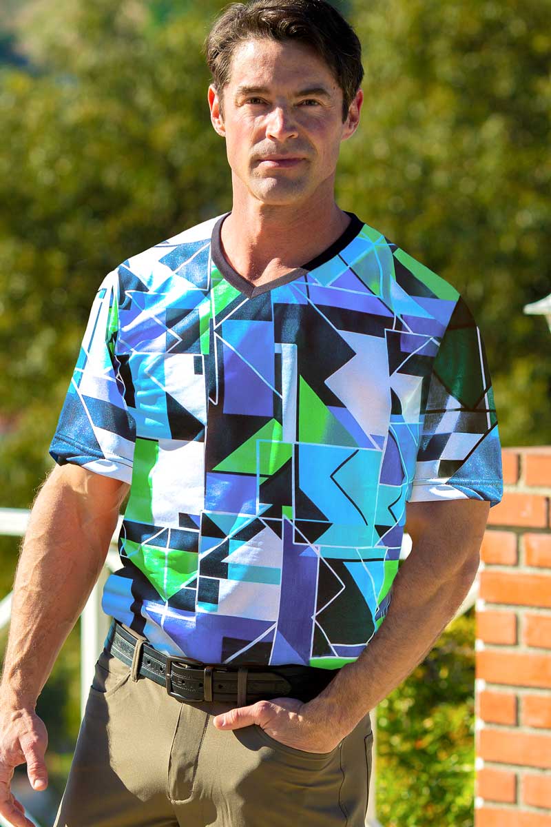 Cooltan Tan Though Green and Blue Vneck