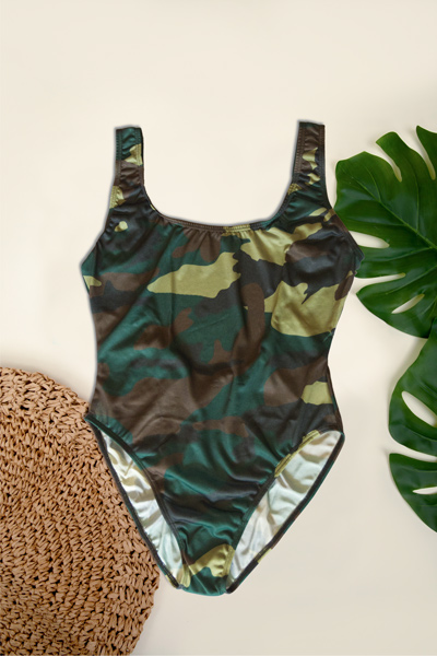 Cooltan Tan Though green camo swimsuit 